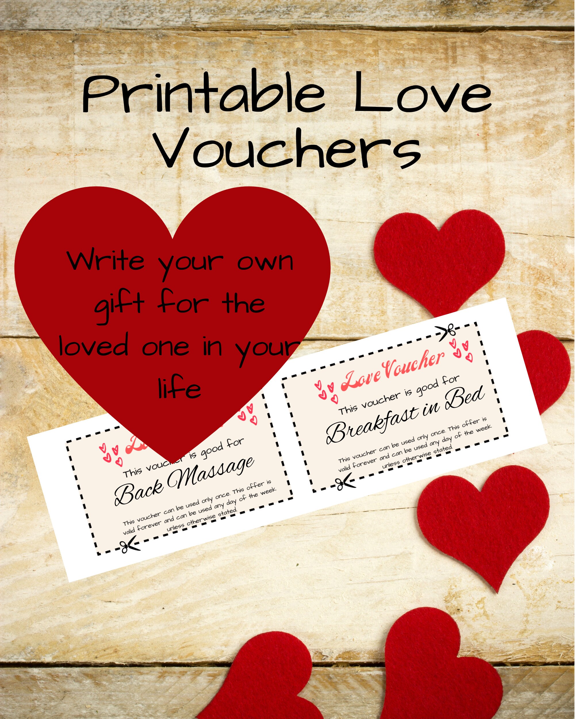Printable Love Vouchers, Valentine's Day Gift, Couples Romantic Vouchers, Instant Download PDF ...
