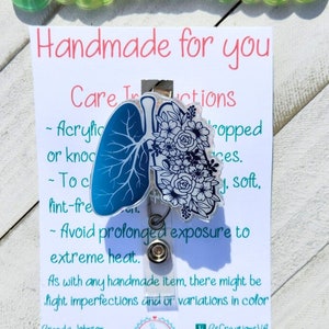 Blue Floral Lungs Badge Reel