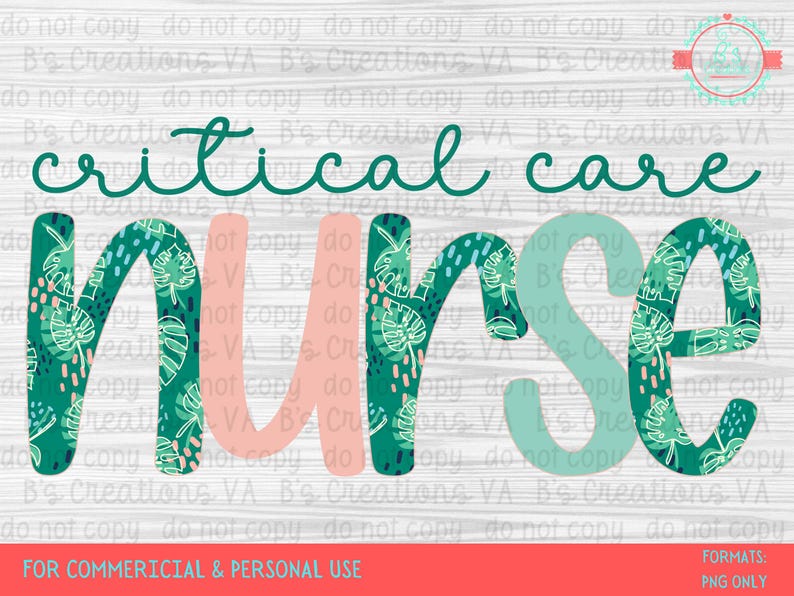Critical Care Lettering Monstera Leaf Critical Care Nurse PNG, Trendy Flower Letters (digital ...