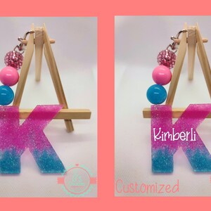 Letter C Glitter Keychain Plain or Personalized
