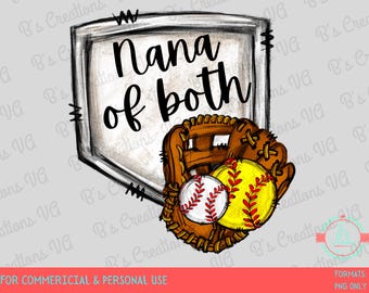 Nana of Both PNG, Glove & Balls, Baseball, Softball, Digital Download, Sublimation