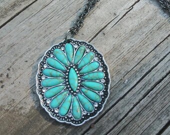 Western Turquoise Pendant Necklace