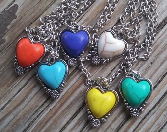 Colorful Stone Heart Necklace
