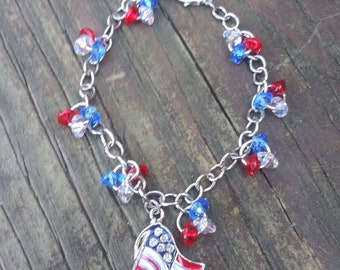 Patriotic Beaded Charm Bracelet