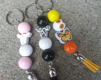Wooden Bead Keychains