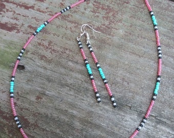 Western Beaded Choker & Earring Combo