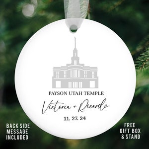 LDS Temple Personalized Ornament Wedding Gift for Couples-Mormon Temple Wedding-LDS Marriage Reception Gift-LDS Family Temple Sealing Gift