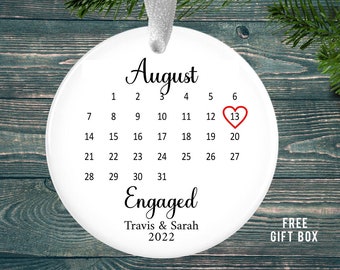 Engaged Calendar Ornament-Engagement Personalized Gift-Just Engaged Christmas Ornament-Wedding Reception Gift-Bridal Party Gift-Couples Gift