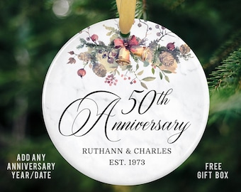 50th Wedding Anniversary Gift-Anniversary Keepsake Ornament-25th Anniversary Ornament for couple-Christmas Anniversary Gift-40th Anniversary