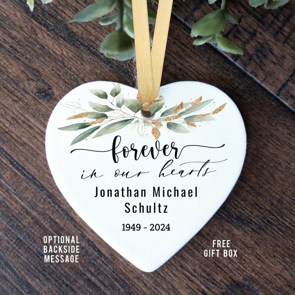 memorial ornament, Sympathy gift to remember forever in our hearts, funeral, death, grief, loss of loved one, consolation gift