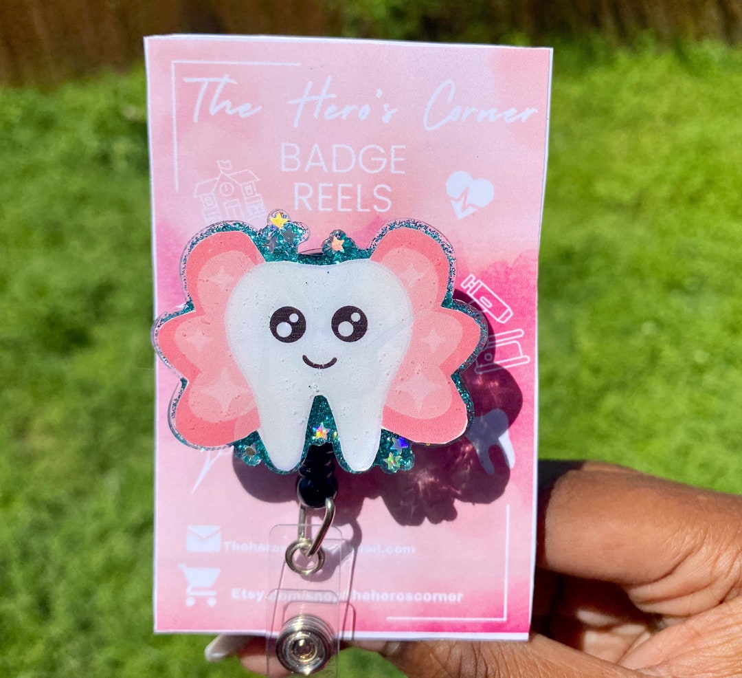 Tooth Fairy Badge Reel / Dentist Dental Assistant Badge / Tooth Badge