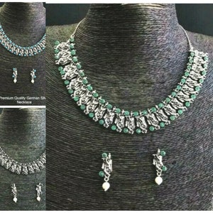 Oxidized German Silver Krishna Choker Necklace & Earrings Set