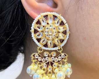 Kundan Meenakari Jhumka Earrings: Indian Chandelier Jewelry