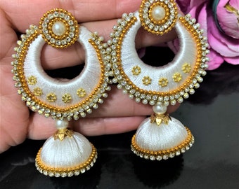 Silk thread chandbali best sale earrings