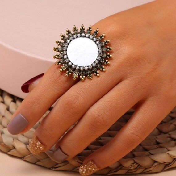 Mint Adjustable Polki Gold Ring/ Indian Finger Ring/ Indian Ring/ Indian  Jewelry/ Pakistani Jewelry/ Bollywood/ Ethnic Jewelry/ Polki Ring - Etsy
