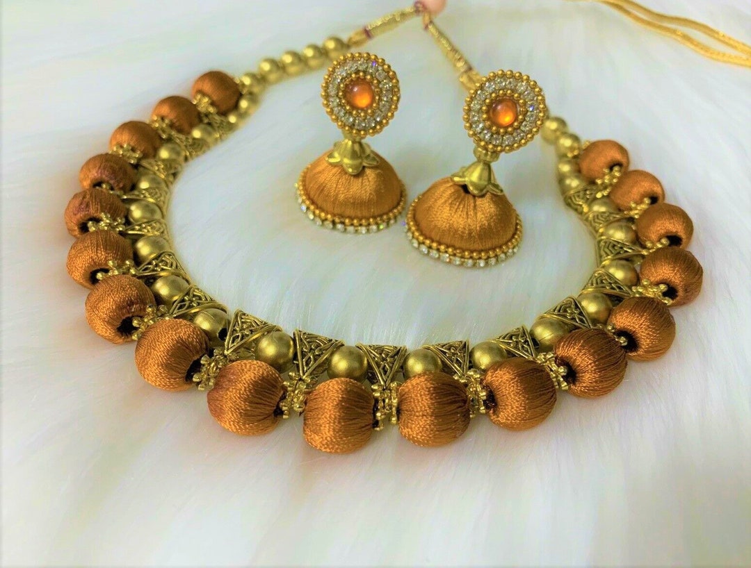 Designer Silk Thread Choker Necklace Wedding Jewellery - Etsy UK