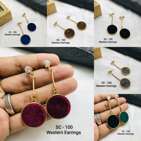 Designer Gold Western Style Drop Earrings Simple Drop Dangle