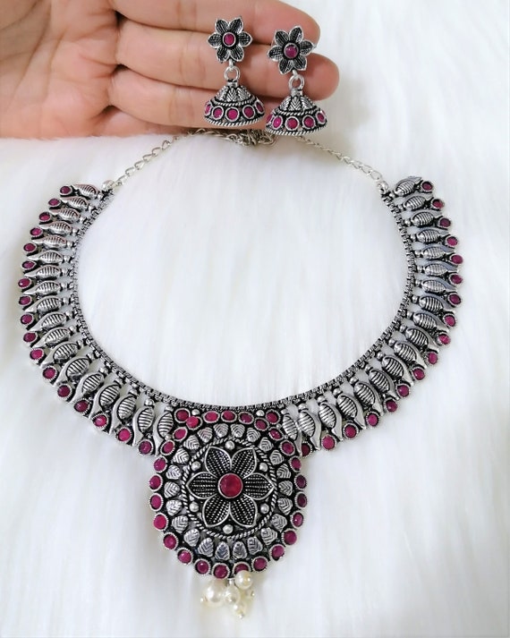 Pink oxidised jewellery sale