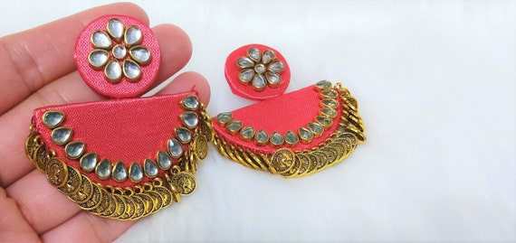 Buy Kundan Handcrafted Enamelled Drop Earrings for Women Online at  Silvermerc | SBE10MD_361 – Silvermerc Designs