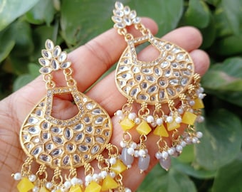 Kundan Chandelier Earrings: Indian Pakistani Bridal Jhumka Jewelry