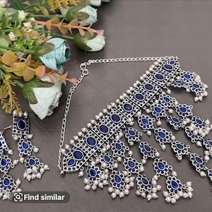 Kundan Silver Choker Necklace Earrings: Indian Bridal Jewelry