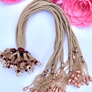 Collana regolabile fatta a mano in oro rosa per cordoncino con fermagli per aragosta Zari Dori Resham Dori gioielli Collana di gioielli Forniture