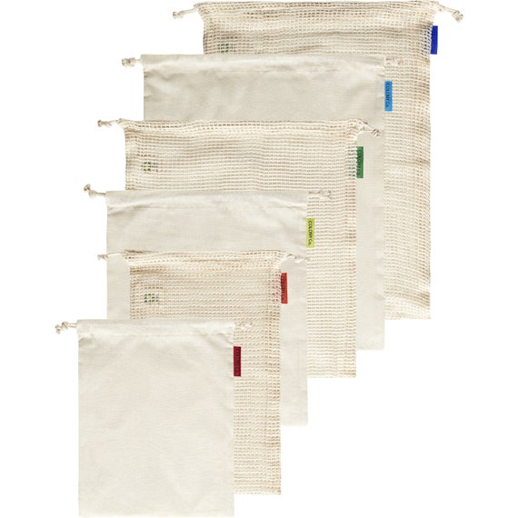 Reusable Produce Bags Bulk Food Bags 6pack Assorted Etsy