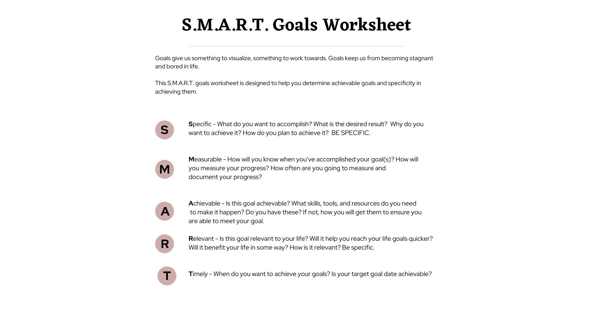 Smart Goals Packet.pdf PDF Fillable and Printable S.M.A.R.T Goals Worksheets | Goal Tracker ...