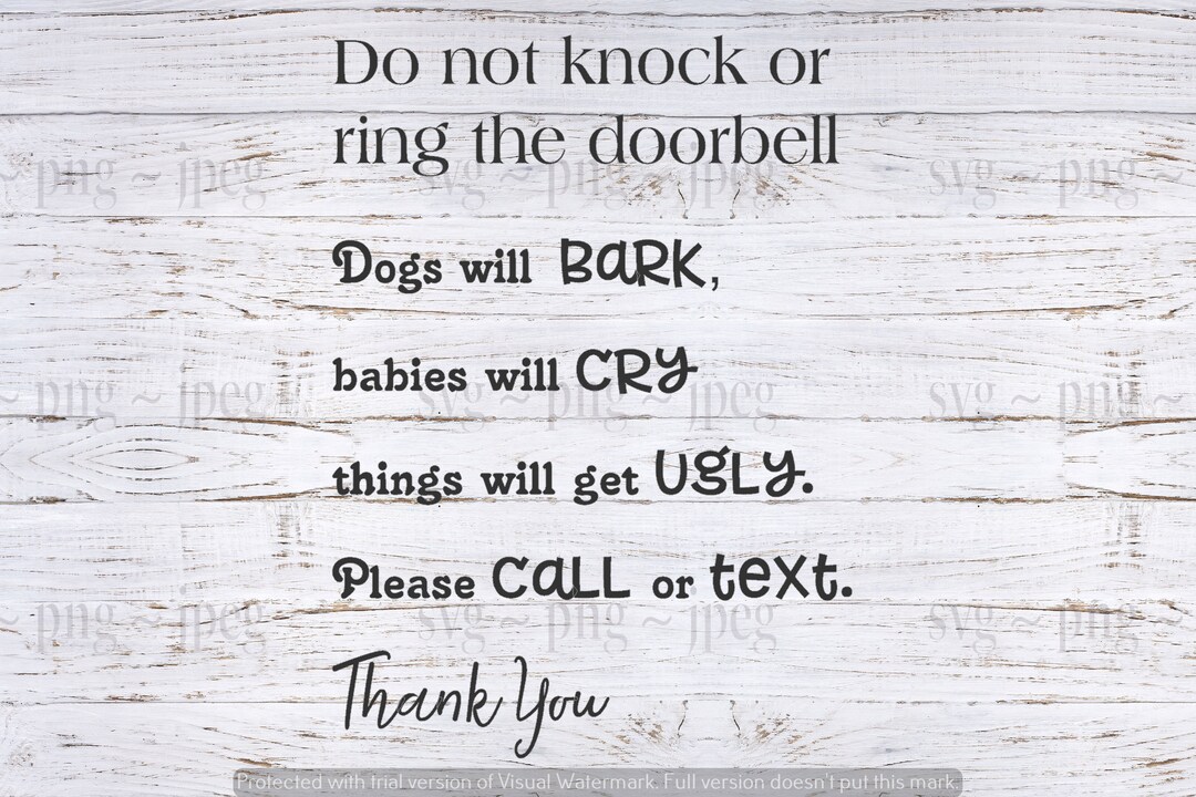 Do Not Knock or Ring the Doorbell ~ Svg Png Jpeg ~ Digtal Download ...