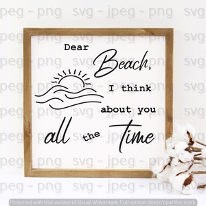 Querida praia, penso em você o tempo todo svg ~ png ~ jpeg, download digital