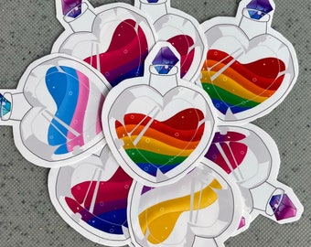 LGBT Pride Heart Potion Bottle Sticker