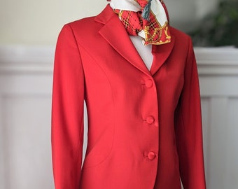 Vintage 80's Custom Tailored Red Power Suit, Luxury Vintage Red Suit, Skirt SetSize S