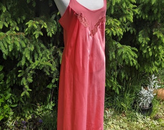 Vintage Pink Satin Slip Dress by Jones NY, size L