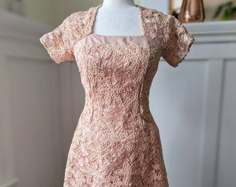 Stunning 1950's Ceil Chapman Blush Pink Dress S/XS As Is