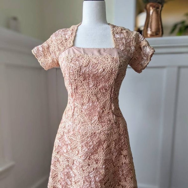 Stunning 1950's Ceil Chapman Blush Pink Dress S/XS As Is