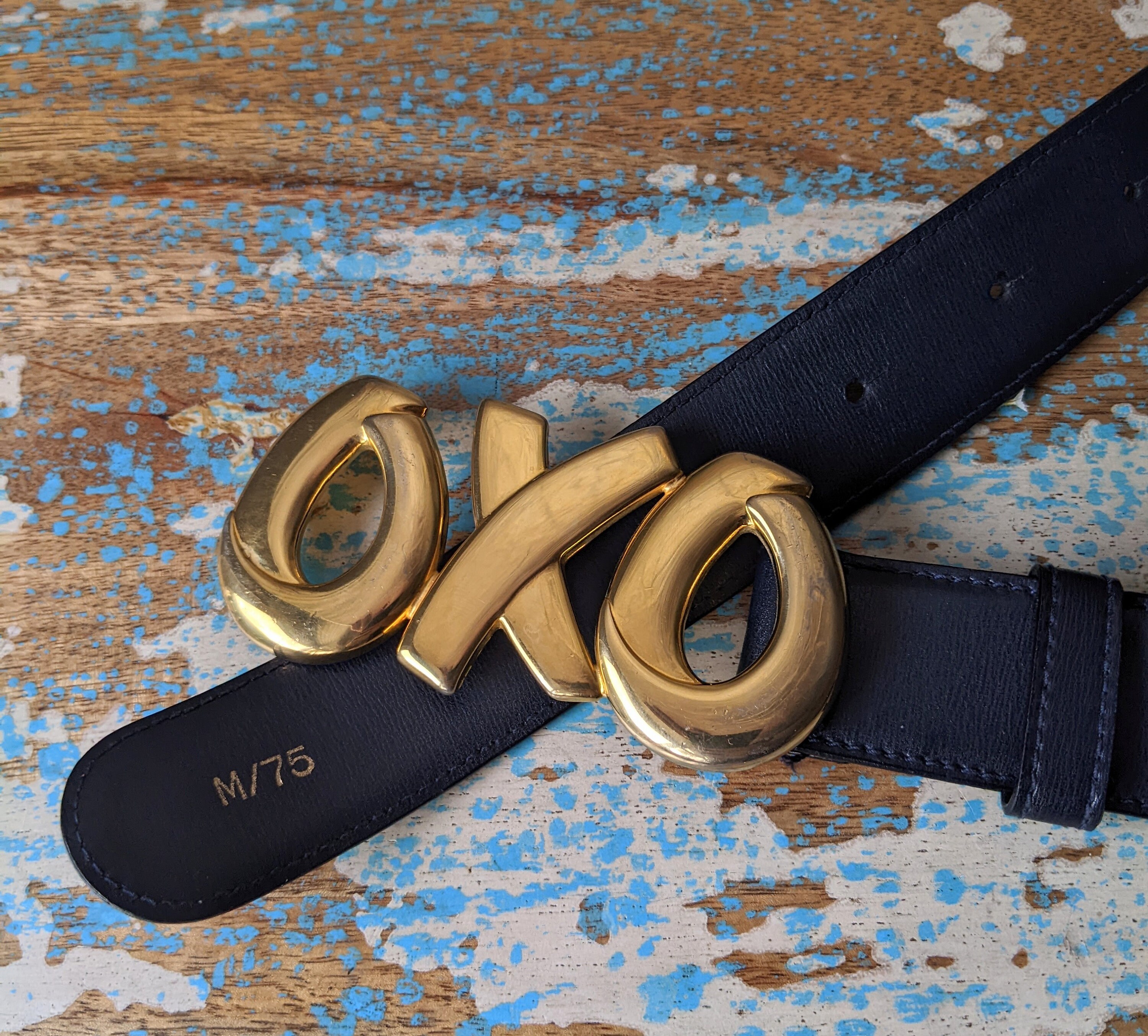 小物 Paloma Classic Belt VTG 80's Paloma Picasso Black Leather Gold 