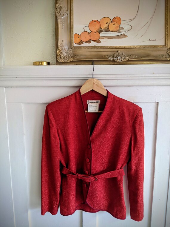 Vintage 80's Red Brocade Jacket - image 7
