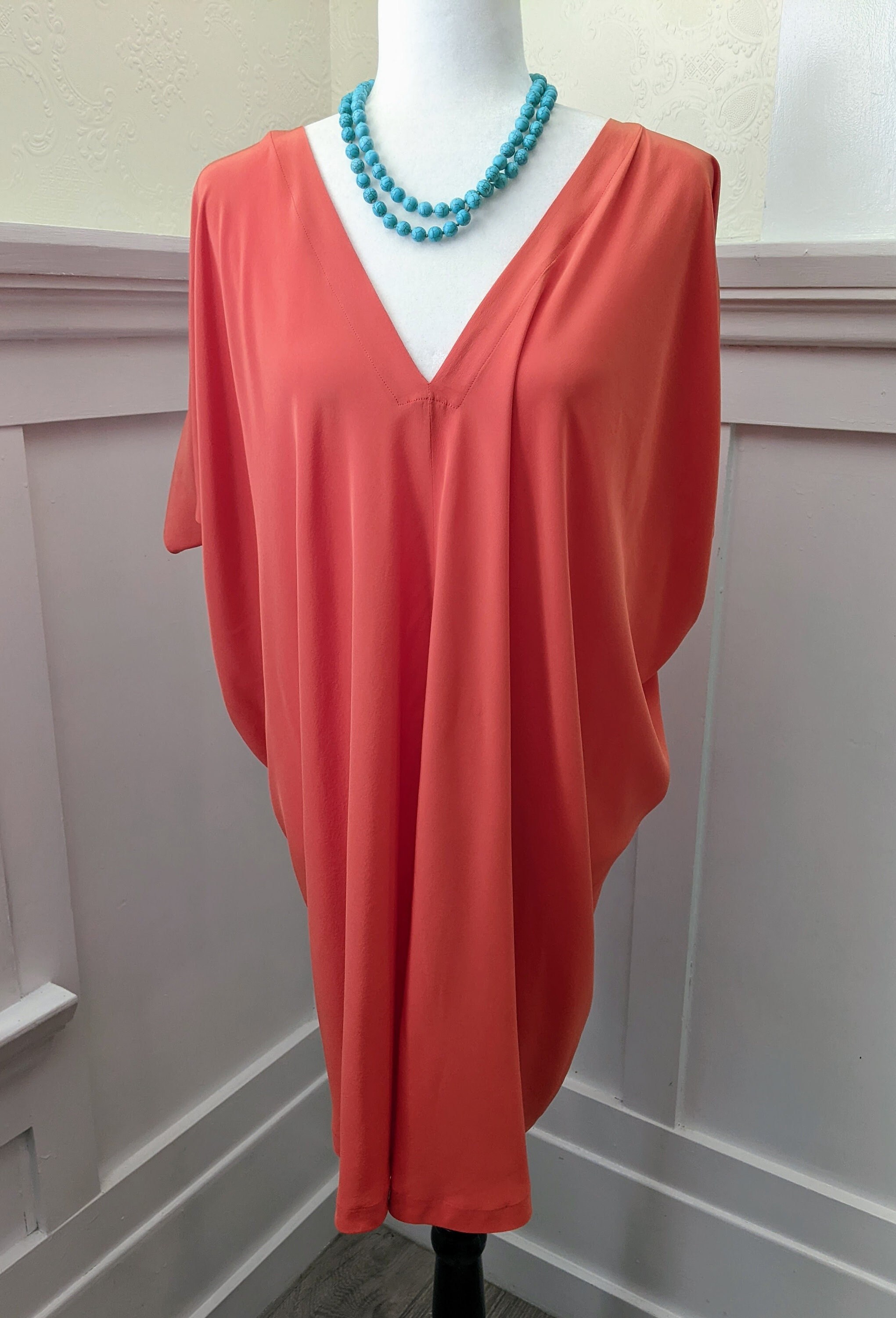 vince orange silk dress VINCE Burnt Orange Satin Midi A-Line Sleeveless Dress Size 8