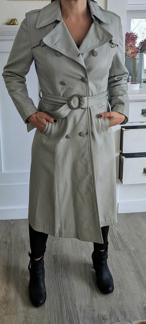Vintage Long Leather Trench Coat