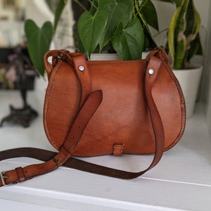 70's Vintage Leather Saddle Bag