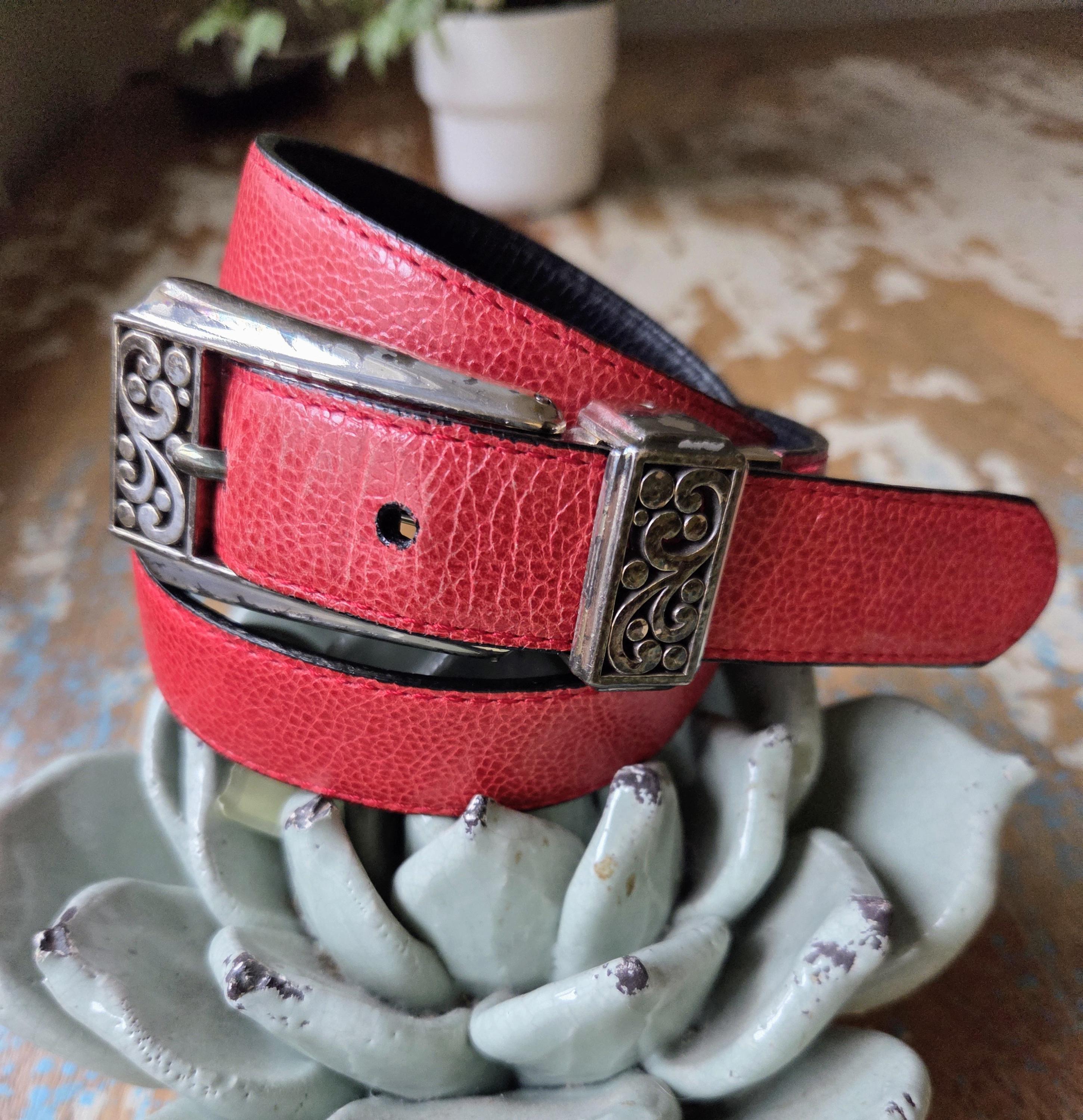 Brighton Red Croc Embossed Leather Reversible Western Belt Size XL 36 Brighton Red Belt - Etsy main image 3