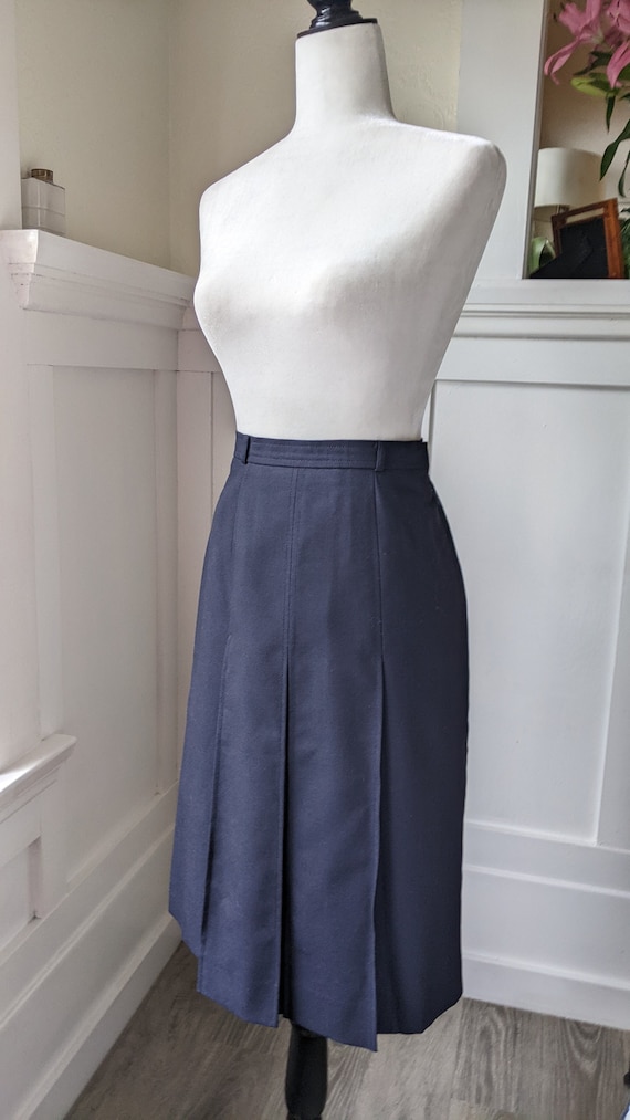 Vintage 80's Burberrys  Navy Blue Wool Skirt