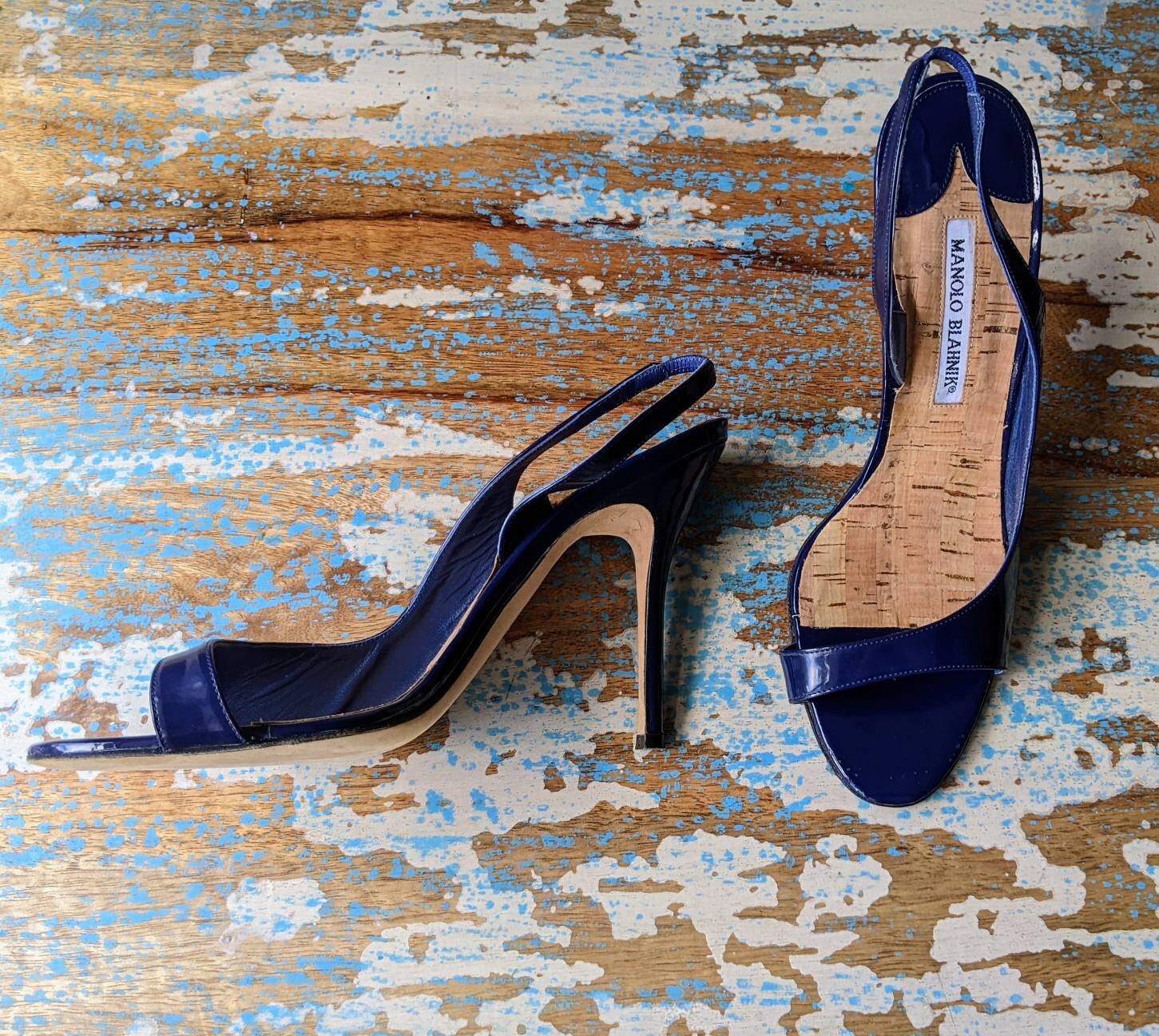 Vintage Manolo Blahnik Silver Slingback Heels