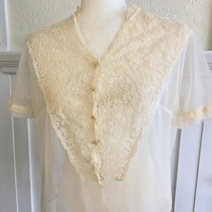 Vintage Wedding Jacket, Sheer Lace Top Size S/M