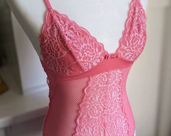 Vintage Y2K Lacy Pink Teddy Size XS