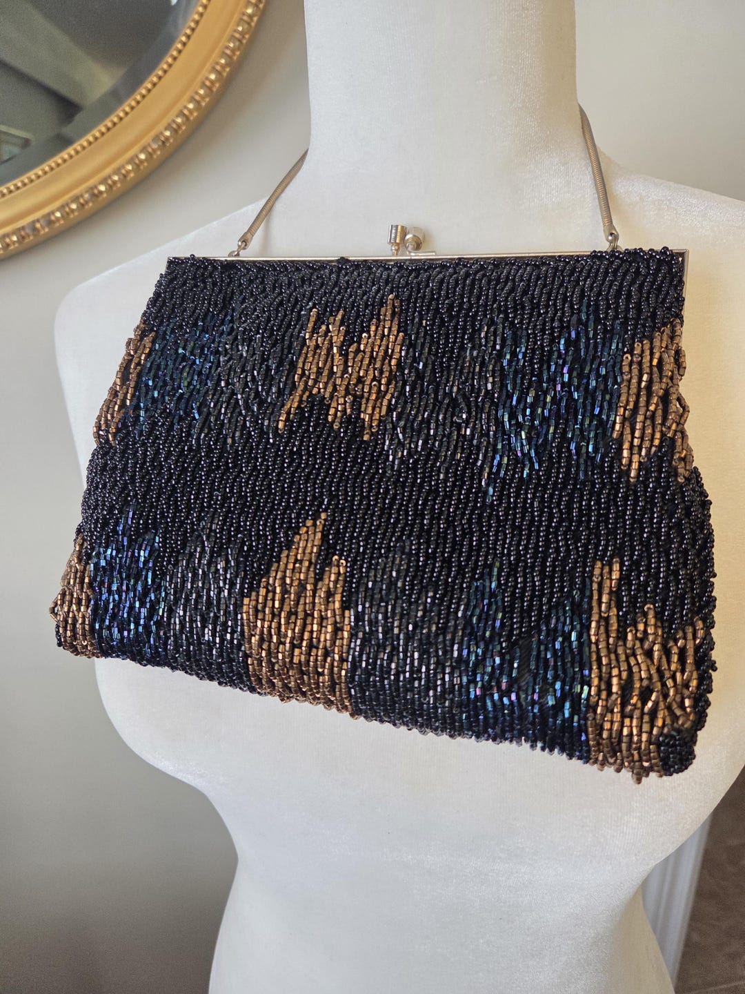 Vintage Beaded Art Deco Clutch: Handmade Iridescent Evening Bag - Etsy