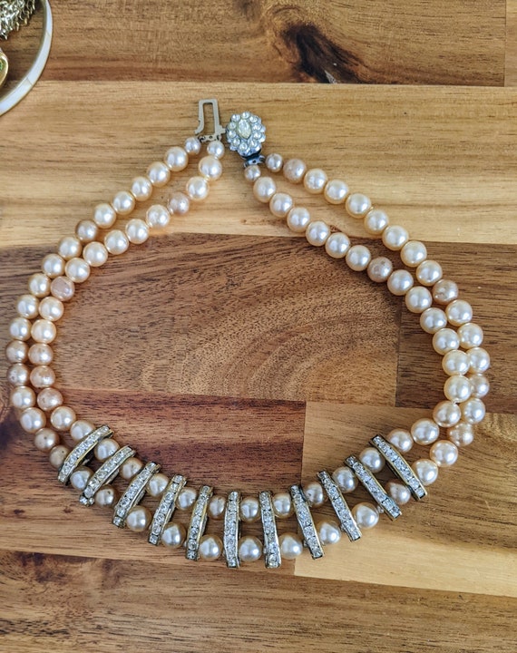 Opulent 40's Vintage Pearl Necklace, Luxury Vinta… - image 1