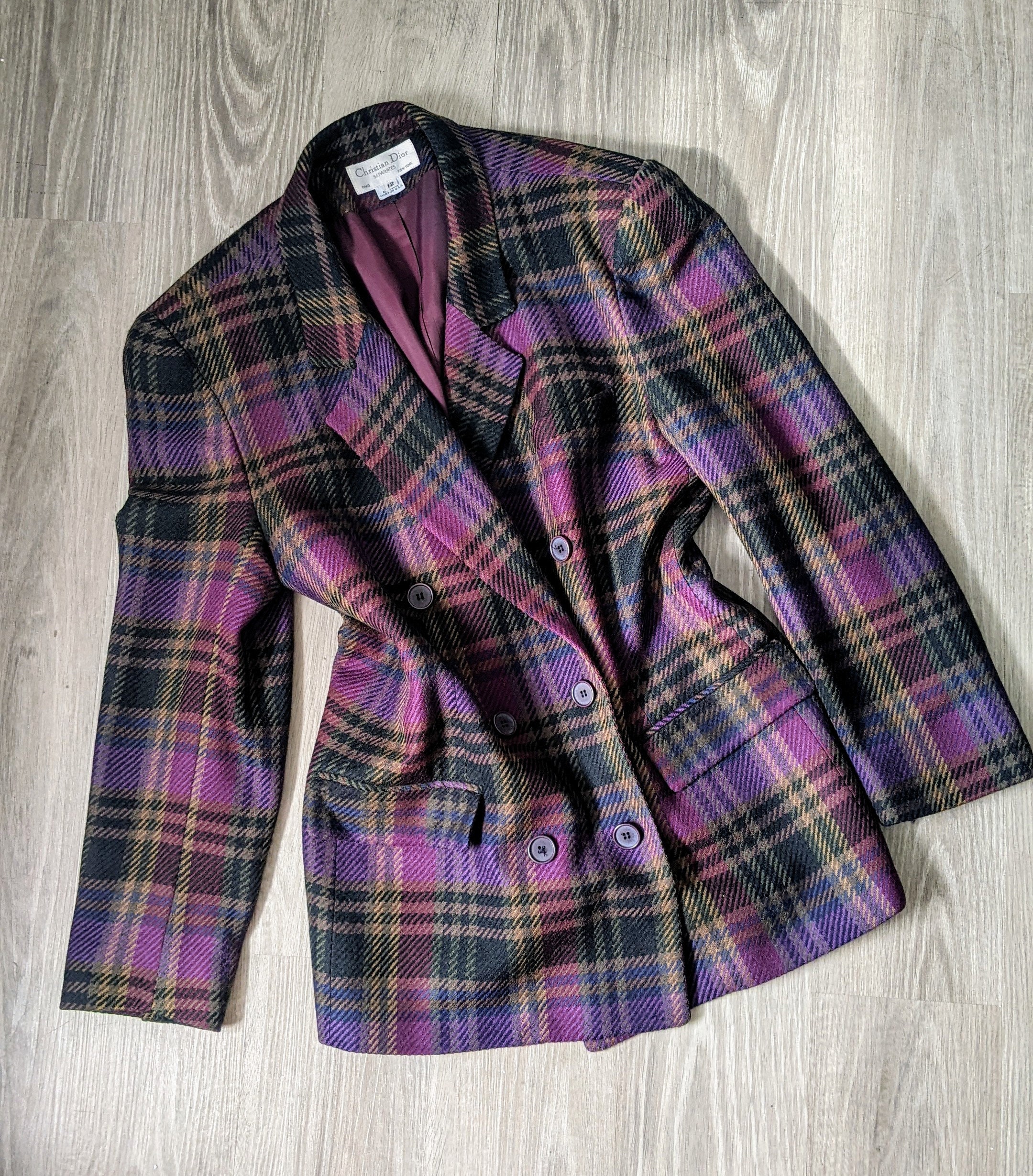 Vintage 80's Christian Dior Tartan Jacket, Vintage Dior