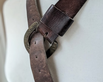 ceinture en cuir large vintage, ceinture en cuir lourd taille 38