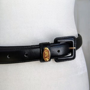 Vintage 80&#39;s JNY Black & Gold Leather Belt Size S